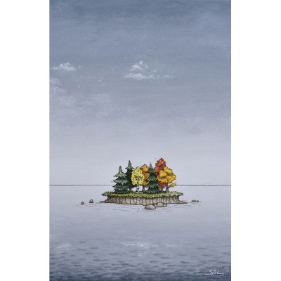 Carte de souhaits "L'île à la forêt colorée" de l'artiste peintre Marie-Sol St-Onge